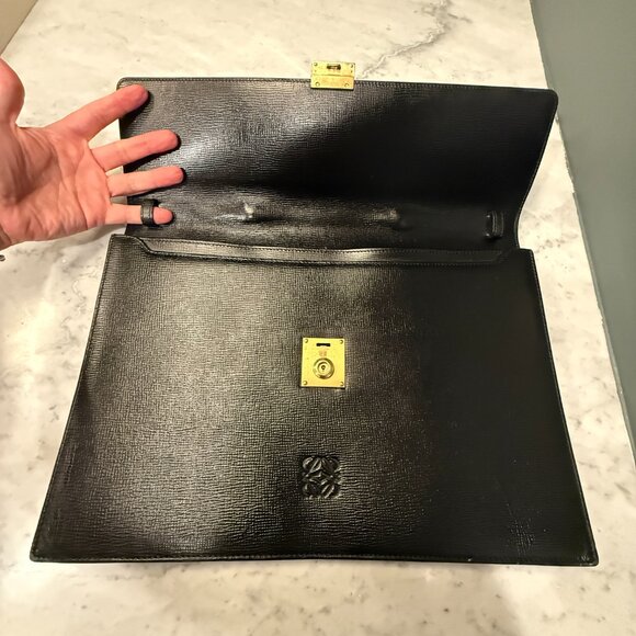 Loewe Anagram Briefcase – Black Leather with Gold Hardware - Picture 5 of 7